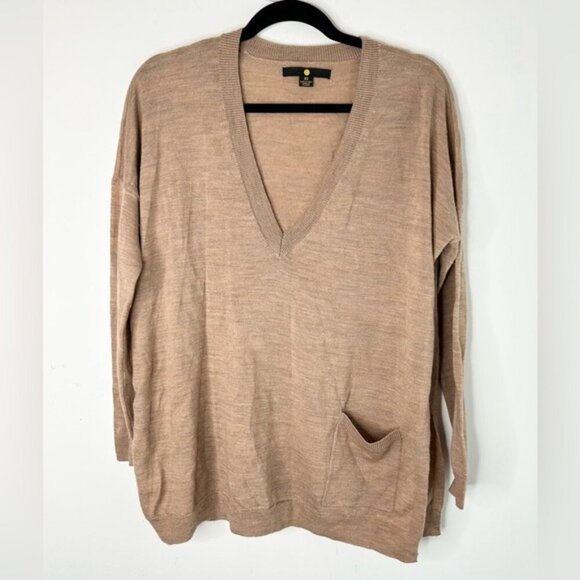 Hudson's Bay Moon Women's Sweater Pullover Merino wool Side slit Brown Size XS - Picture 13 of 16